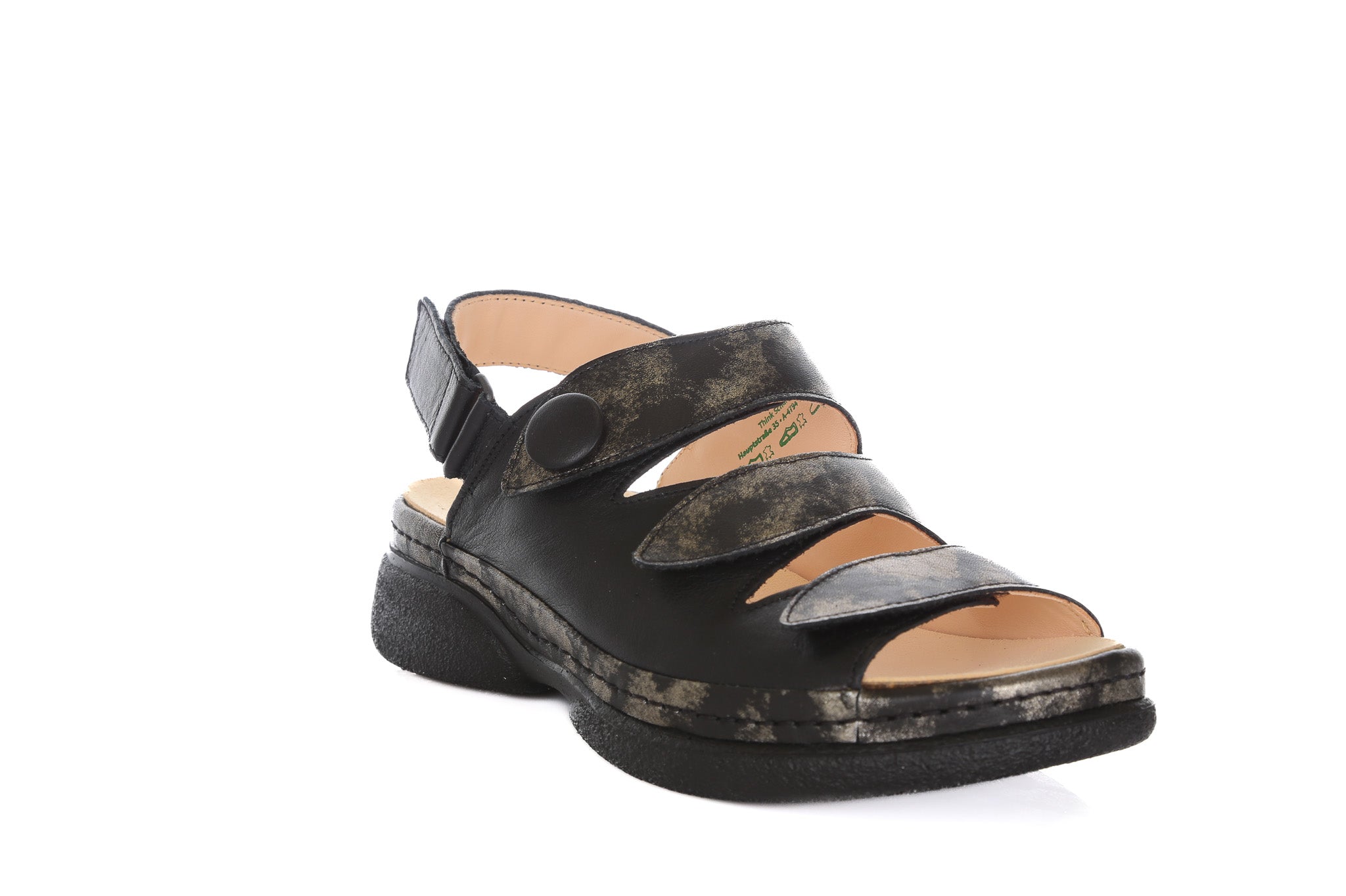 Naisten tukevapohjainen Think! Cambio sandaali kolmella tarralla - leveä kärki